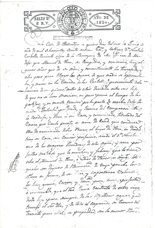 Un manuscrito histórico que documenta os mananciais do Monte Pituco