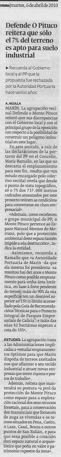 Diario de Pontevedra, 6 de abril de 2010