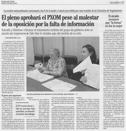 Faro de Vigo, 20 de abril de 2010