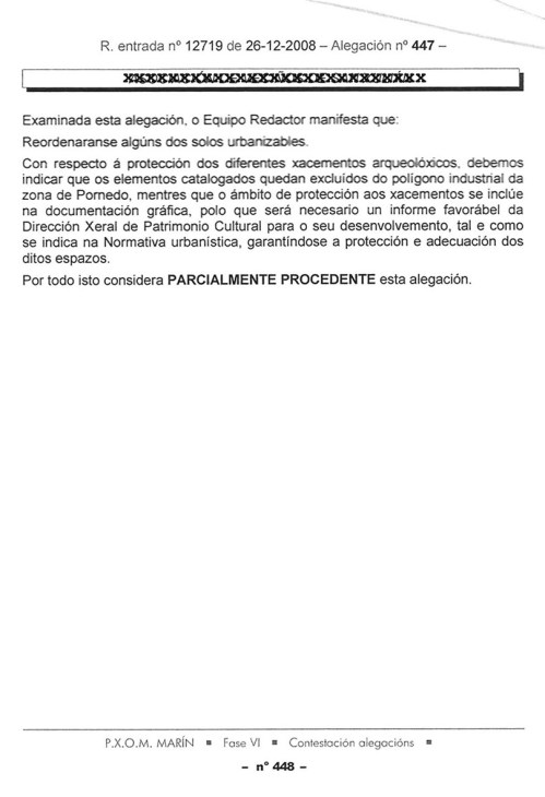 Resposta ás alegacións contra o polígono industrial no Monte Pituco-Pornedo