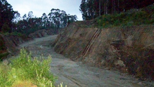 O lugar onde as obras da Variante de Marín quedaron interrompidas, no Monte Pituco