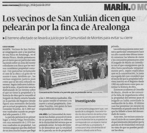 Diario de Pontevedra, 20 de xuño de 2010