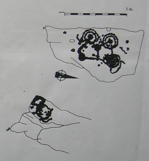 Debuxos dos petroglifos de Piñeiral de Caeiro.