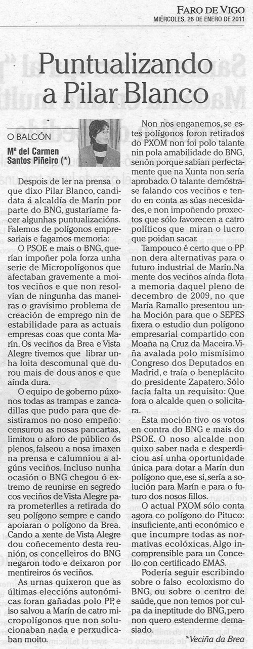 Faro de Vigo, 26 de xaneiro de 2011