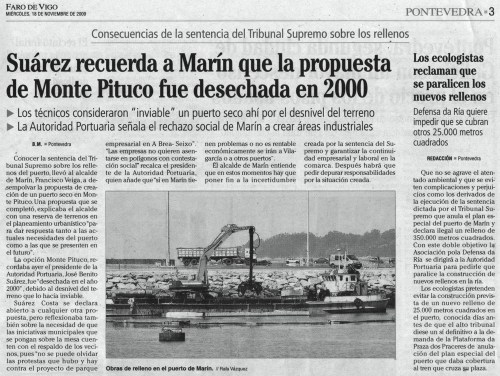 Faro de Vigo, 18 de novembro de 2009.