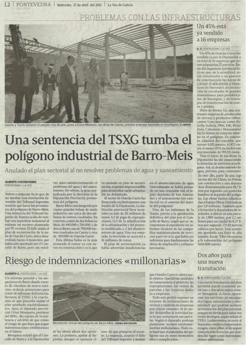 La Voz de Galicia, 27 de abril de 2011.