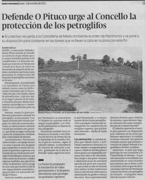 Diario de Pontevedra, 3 de outubro de 2011.