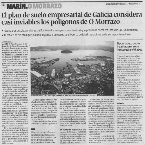 Diario de Pontevedra, 13 de xaneiro de 2012.