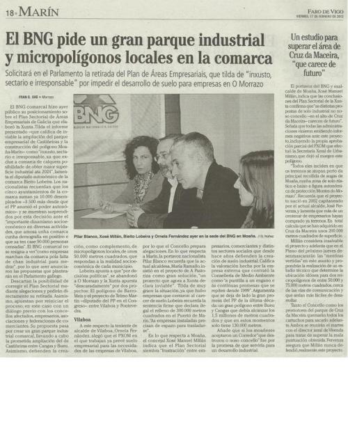 Faro de Vigo, 17 de febreiro de 2012.