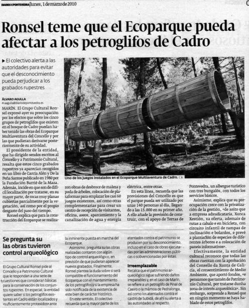 Diario de Pontevedra, 1 de marzo de 2010.