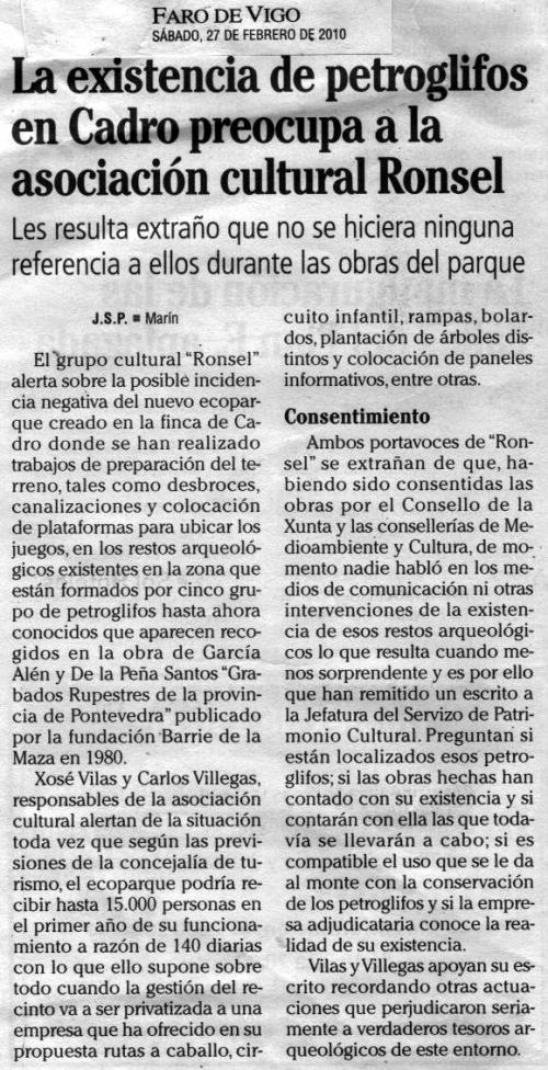 Faro de Vigo, 27 de febreiro de 2010.