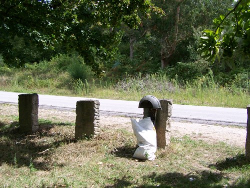 A falta de papeleira, ou bidón, un saco é o único dispoñible para depositar lixo.