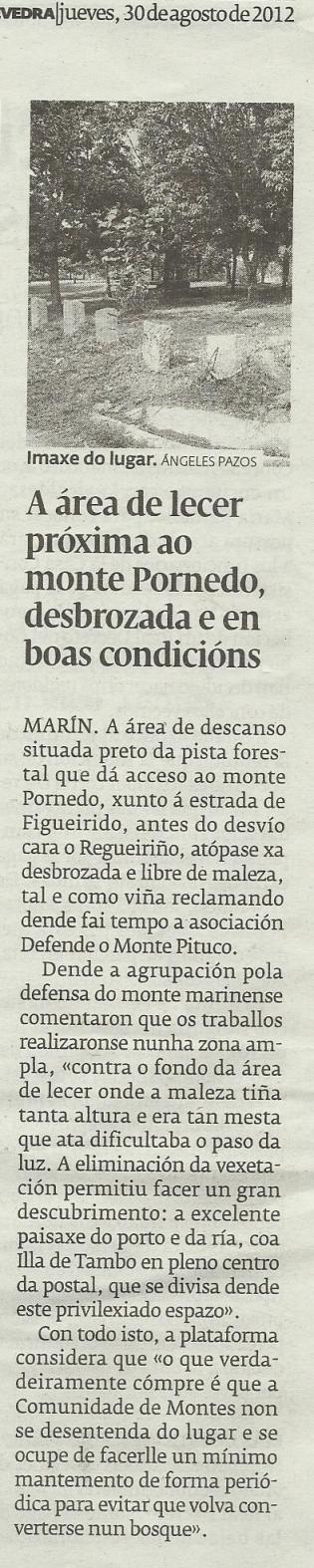 Diario de Pontevedra, 30 de agosto de 2012.