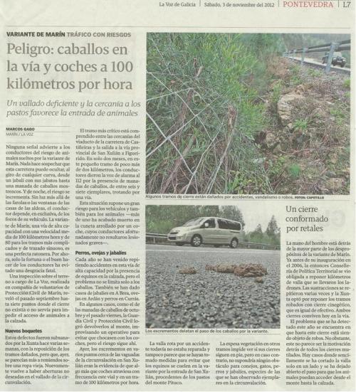 La Voz de Galicia, 3 de novembro de 2012