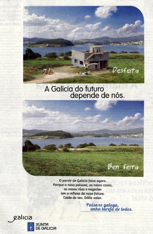 Campaña publicitaria pola Paisaxe Galega, novembro de 2012.
