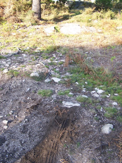 Marcas de rodadura a escasa distancia dos petróglifos do Pornedo.