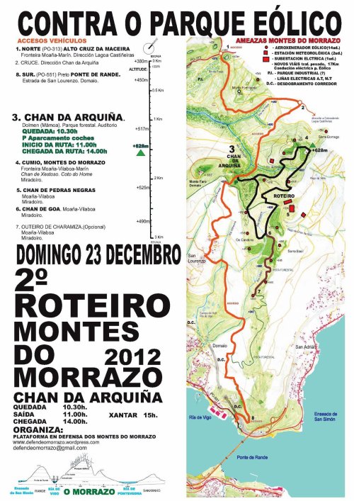 Roteiro contra o proxecto do parque eólico de Pedras Negras, domingo 23 de decembro.