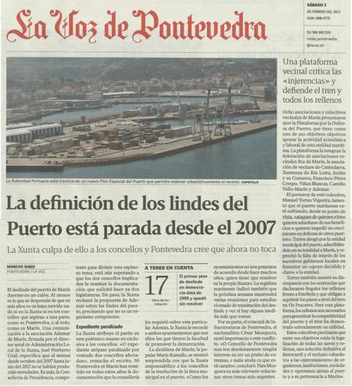 La Voz de Galicia, 2 de febreiro de 2013.
