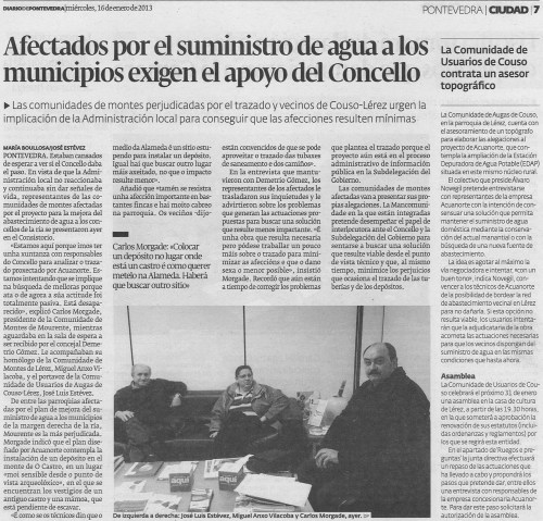 Diario de Pontevedra, 16 de xaneiro de 2013.