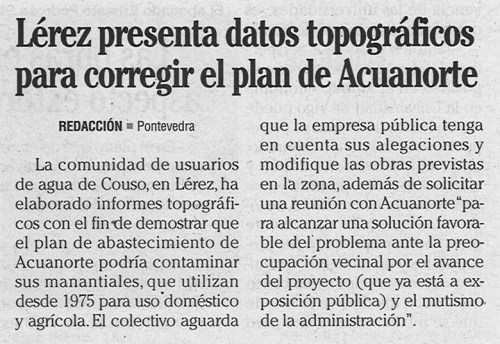 Faro de Vigo, 17 de xaneiro de 2013.