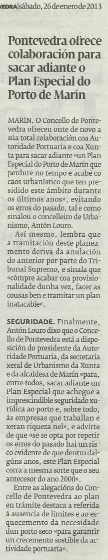 Diario de Pontevedra, 26 de xaneiro de 2013.