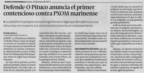 Diario de Pontevedra, 29 de xaneiro de 2013.