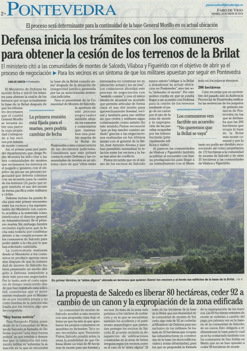 Faro de Vigo, 25 de xaneiro de 2013.