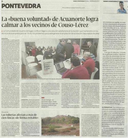 Diario de Pontevedra, 1 de febreiro de 2013.