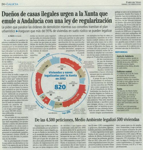 Faro de Vigo, 3 de febreiro de 2013.