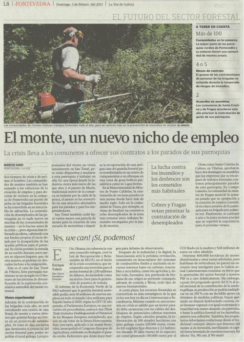 La Voz de Galicia, 3 de febreiro de 2013.