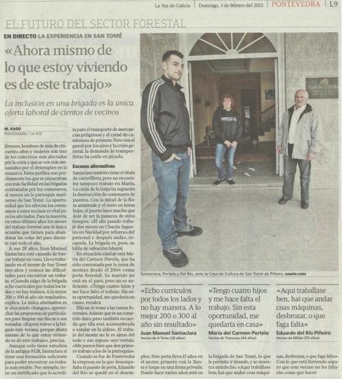 La Voz de Galicia, 3 de febreiro de 2013.