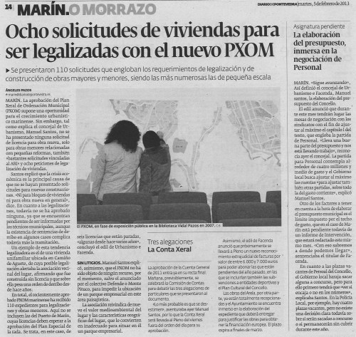 Diario de Pontevedra, 5 de febreiro de 2013.