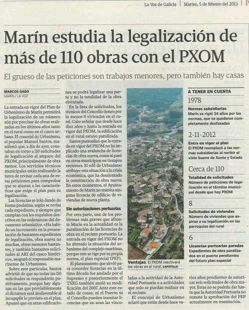 La Voz de Galicia, 5 de febreiro de 2013.