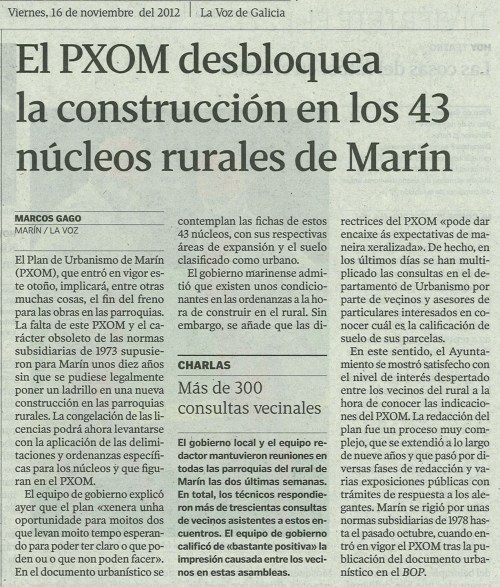 La Voz de Galicia, 16 de novembro de 2013.