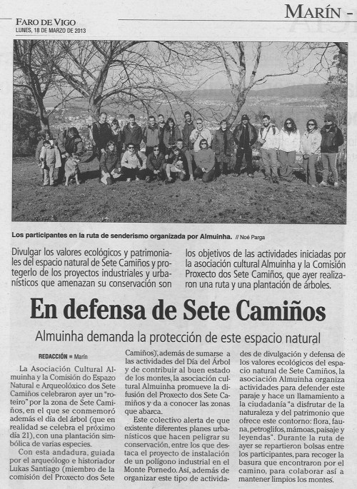 Faro de Vigo, 18 de marzo de 2013.