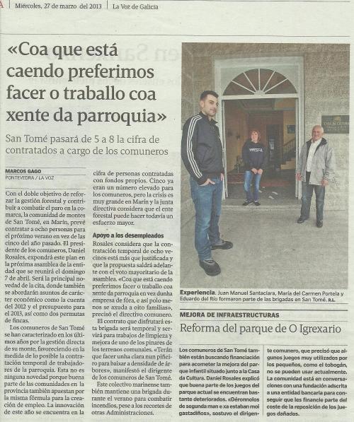 La Voz de Galicia, 27 de marzo de 2013. 