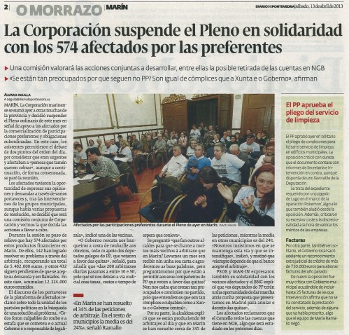 Diario de Pontevedra, 13 de abril de 2013.