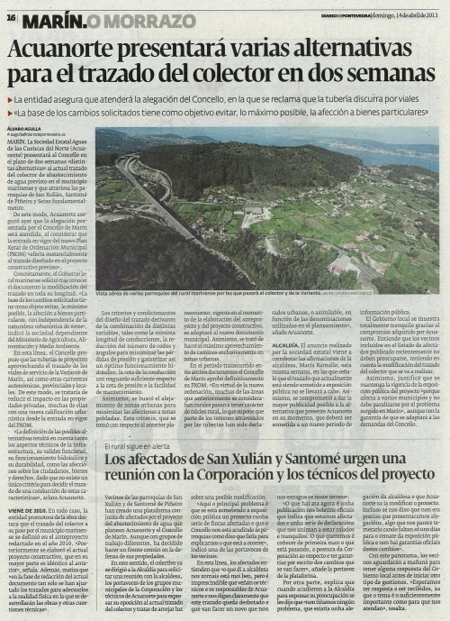 Diario de Pontevedra, 14 de abril de 2013.