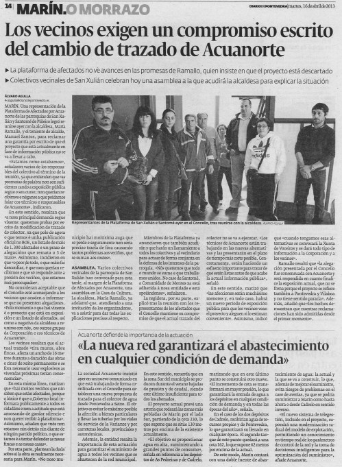 Diario de Pontevedra, 16 de abril de 2013.
