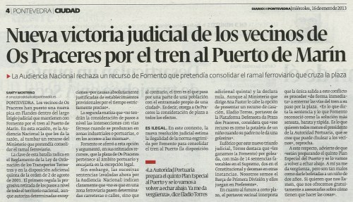 Diario de Pontevedra, 16 de xaneiro de 2013.