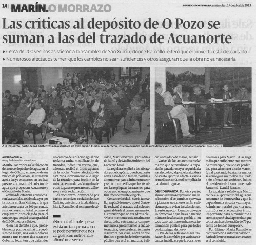 Diario de Pontevedra, 17 de abril de 2013.