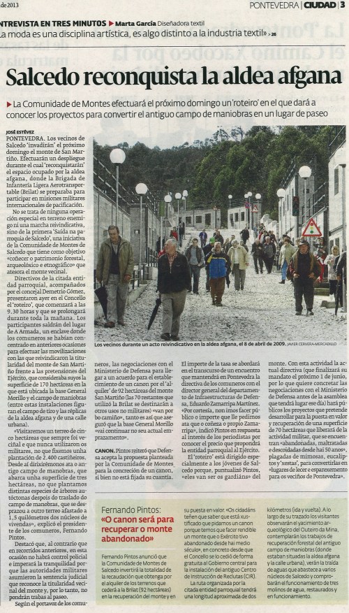 Diario de Pontevedra, 18 de abril de 2013.