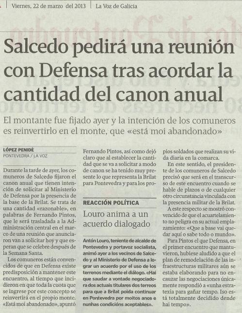 La Voz de Galicia, 22 de marzo de 2013.