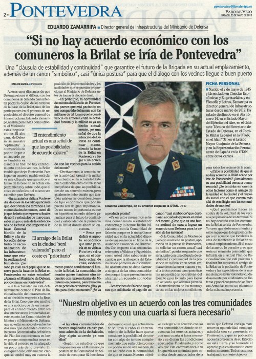 Faro de Vigo, 25 de maio de 2013.