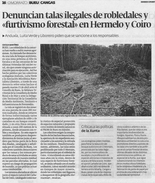 Diario de Pontevedra, 26 de abril de 2013.