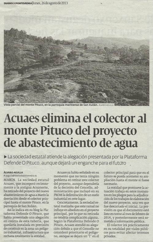 Diario de Pontevedra, 26 de agosto de 2013.