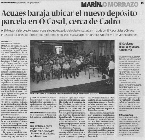 Diario de Pontevedra, 7 de agosto de 2013.