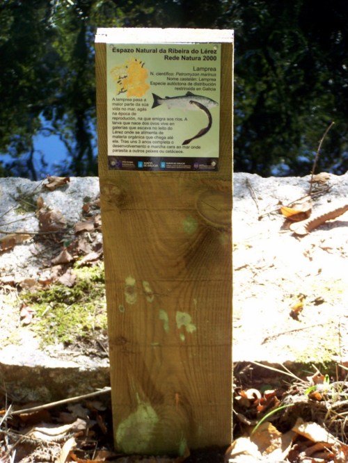 Sinaléctica instalada na ruta do Lérez.