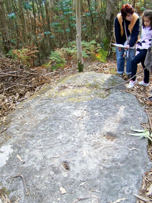 Nos petroglifos do Mato das Cruces.