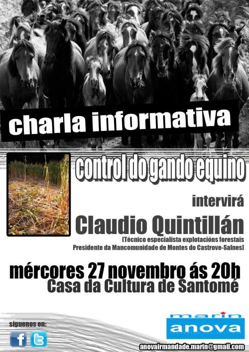 Charla de Claudio Quintillán en Santomé sobre o control do gando equino.
